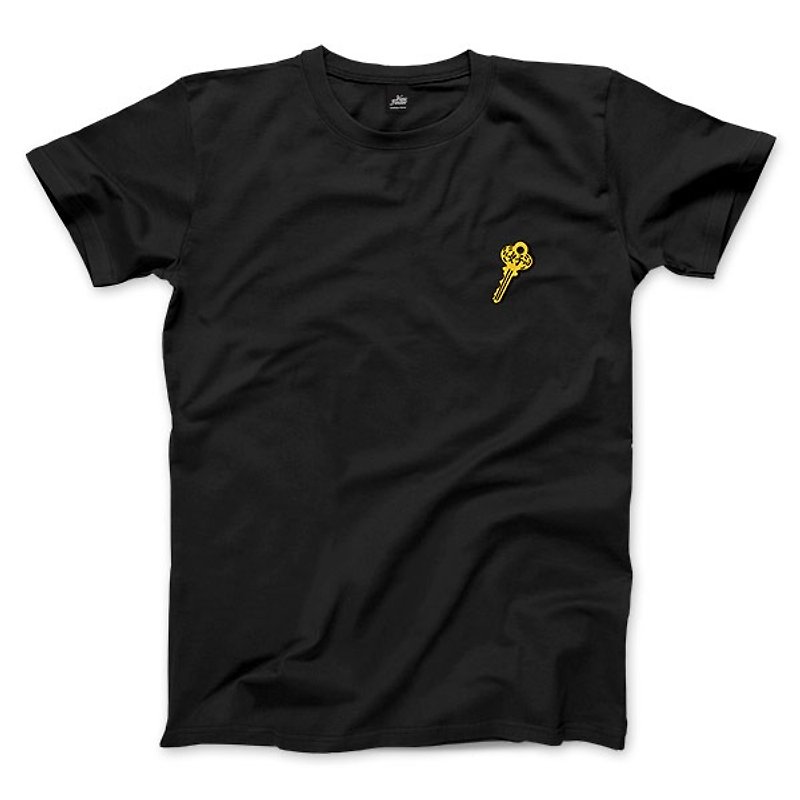 Hello rope and keys - black - Unisex T-Shirt - เสื้อยืดผู้ชาย - ผ้าฝ้าย/ผ้าลินิน 