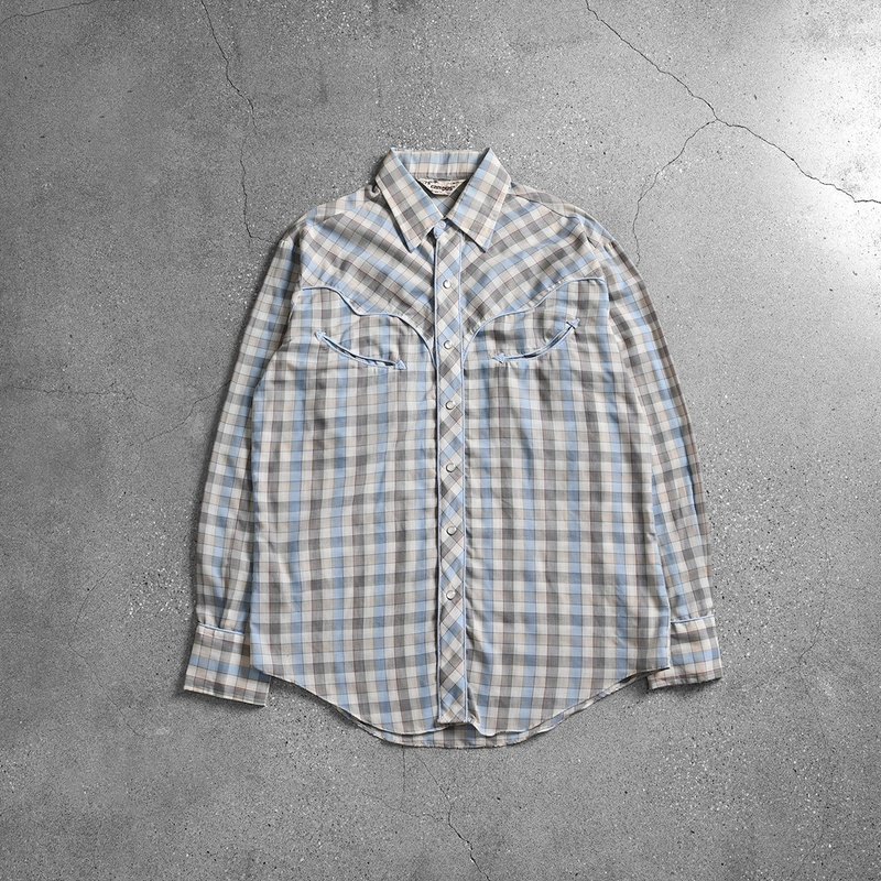 Vintage Shirt 美式襯衫 - เสื้อเชิ้ตผู้ชาย - ผ้าฝ้าย/ผ้าลินิน สีน้ำเงิน