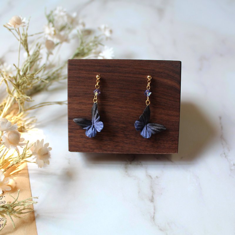 Fantasy Purple Gradient Butterfly Earrings - Earrings & Clip-ons - Cotton & Hemp 