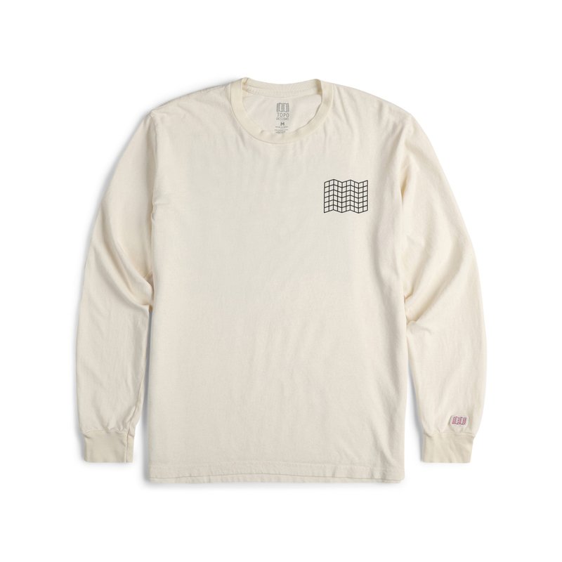 Grid Map Tee L/S M 男生長袖T恤 - 帽T/大學T - 棉．麻 白色
