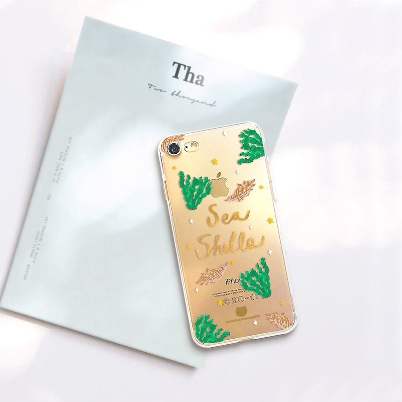 免費刻字 綠海草粉貝殼 手機殼 iPhone 5 se 6s plus - 手機殼/手機套 - 塑膠 綠色