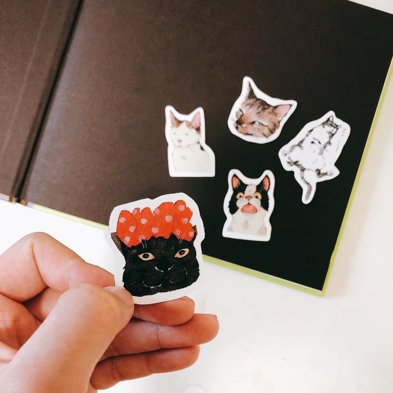 Ugly Cats  First generation Matte waterproof stickers  13 pcs per set - สติกเกอร์ - วัสดุกันนำ้ 