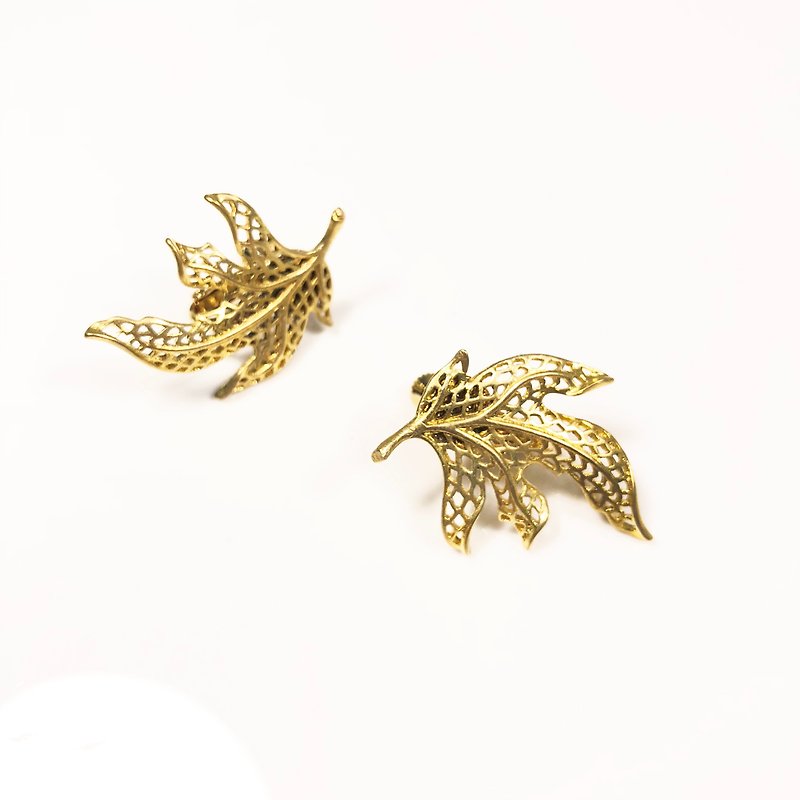 Minimalism Leaves Brass Earrings【Wedding】【brass】 【Christmas-gift】Birthday Gift - Earrings & Clip-ons - Copper & Brass 