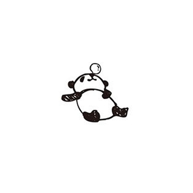 【KODOMO NO KAO】熊貓 木印章 打鼾 - 插畫/繪畫/寫字 - 木頭 卡其色