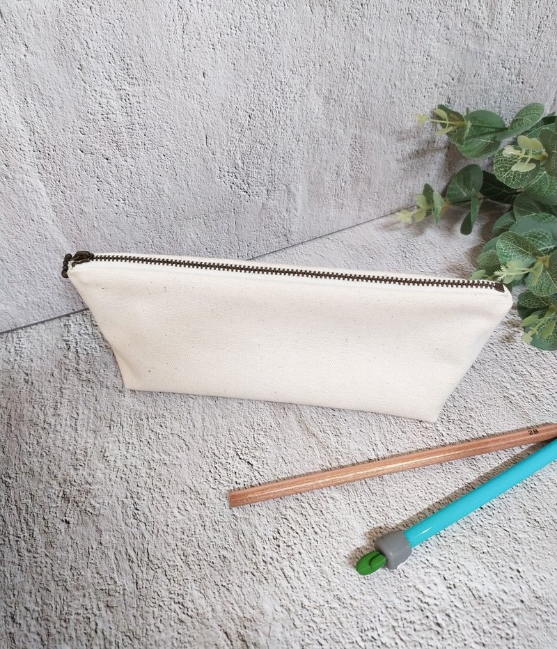 Daily series pencil case/pencil case/limited handmade bag/warm white/in stock - กล่องดินสอ/ถุงดินสอ - ผ้าฝ้าย/ผ้าลินิน ขาว