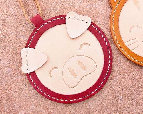 港產皮革｜Leatherism Handmade Products 小豬卡片套 狗 貓 動物 皮革材料包 好好縫 DIY 證件 寵物 Piggy