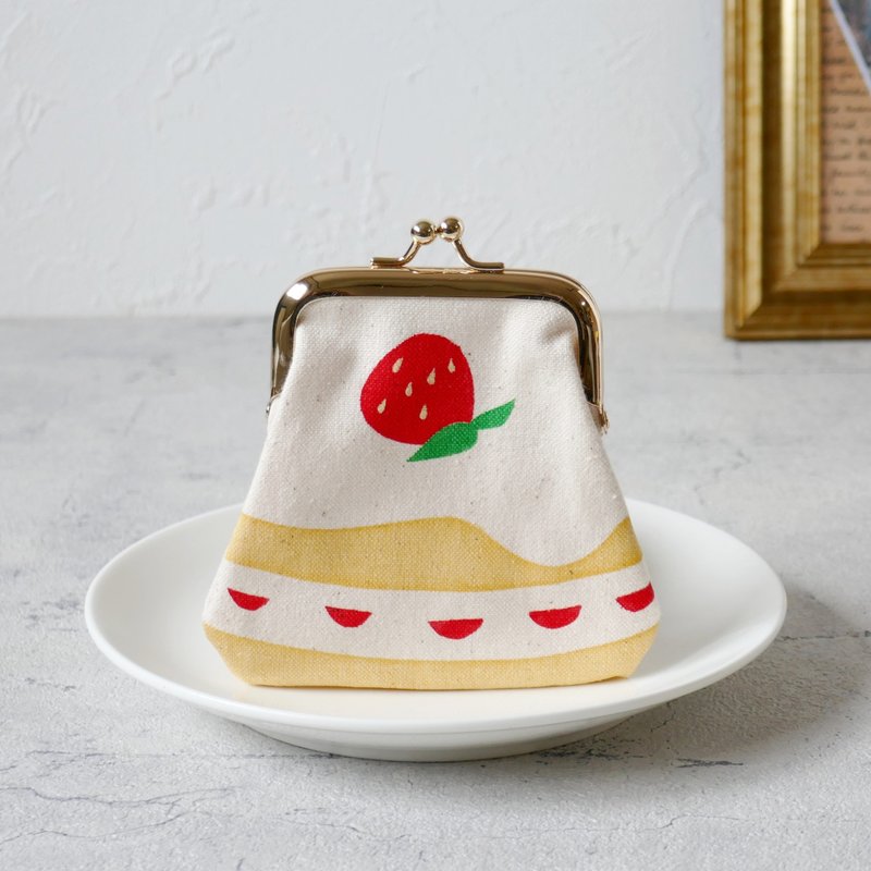 いちごのケーキがまぐち - 零錢包/小錢包 - 棉．麻 白色