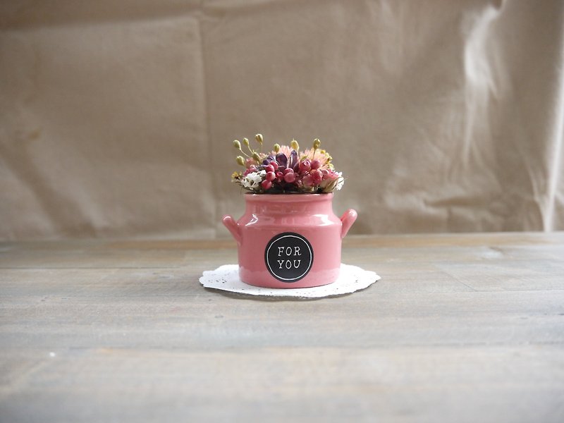 [] FOR YOU ceramic binaural milk bottle dried flower table flowers - Plants - Plants & Flowers Pink
