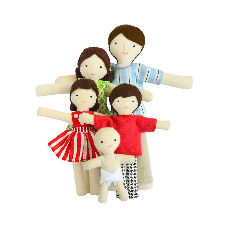 Family of Dolls - Fabric doll - Cotton toy - 手工娃娃 - Therapy doll - doll house - Kids' Toys - Cotton & Hemp White