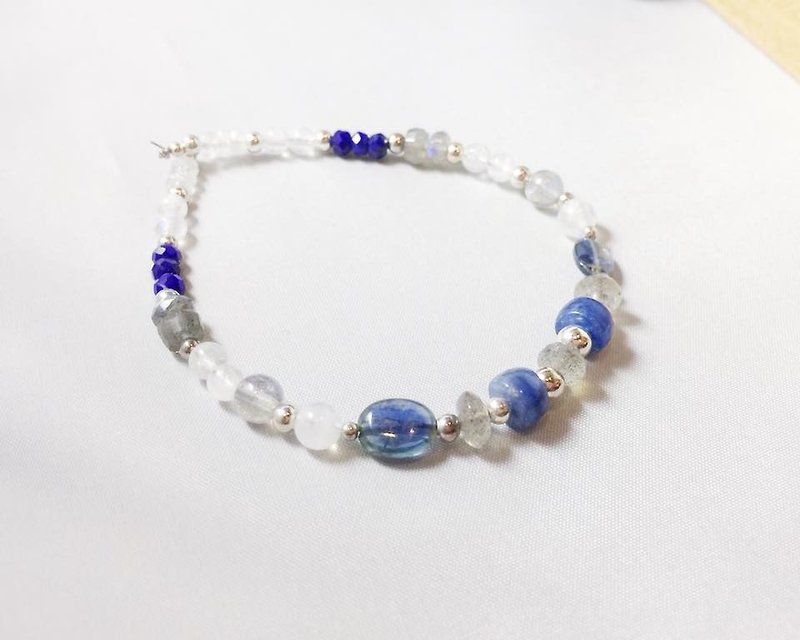 MH pure silver natural stone custom series _ star gazing (kyanite) - Bracelets - Paper Blue