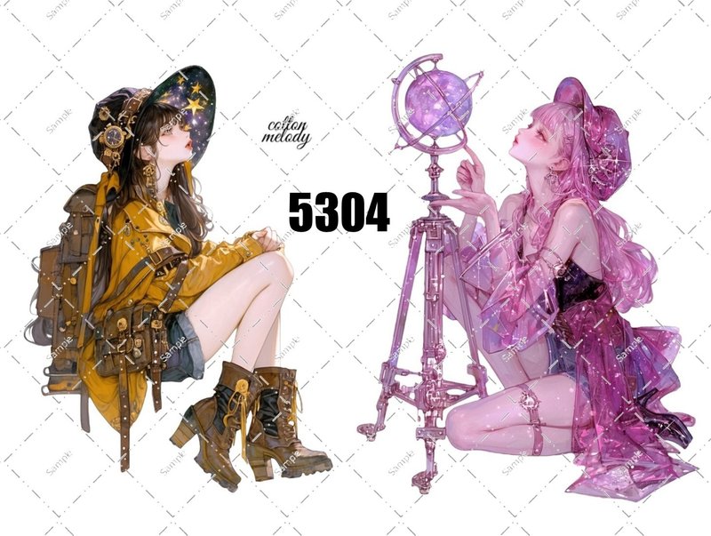 original sticker no.5304 人物ステッカー オリジナルステッカー オリジナル人物ステッカー 装飾ステッカー cotton melody - 貼紙 - 紙 