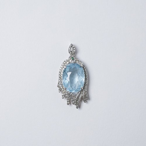 FRAVO 法寶水晶 海之女神|海水藍寶 溝通表達 勇氣 鑽切 寶石項鍊 925純銀