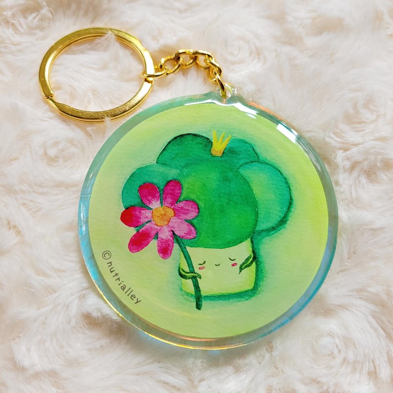 美麗的你 - 彩虹亞克力匙扣 - 西蘭花王子 - 鑰匙圈/鑰匙包 - 塑膠 綠色