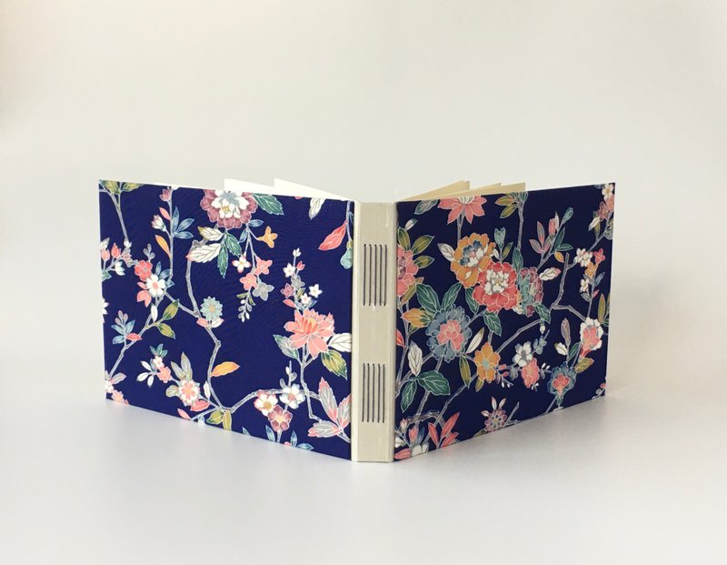 ロングステッチアルバム　加賀友禅着物地　A5 - 相簿/相本 - 紙 藍色