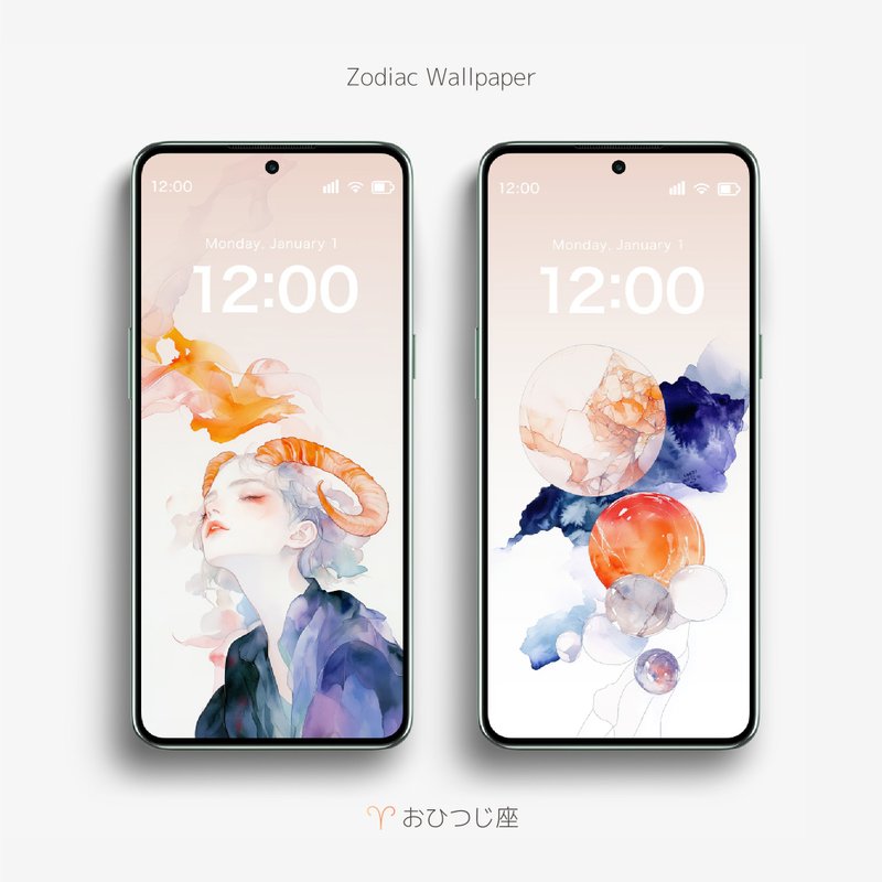Aries watercolor illustration wallpaper - 電腦手機桌布/貼圖/App 圖示 - 其他材質 