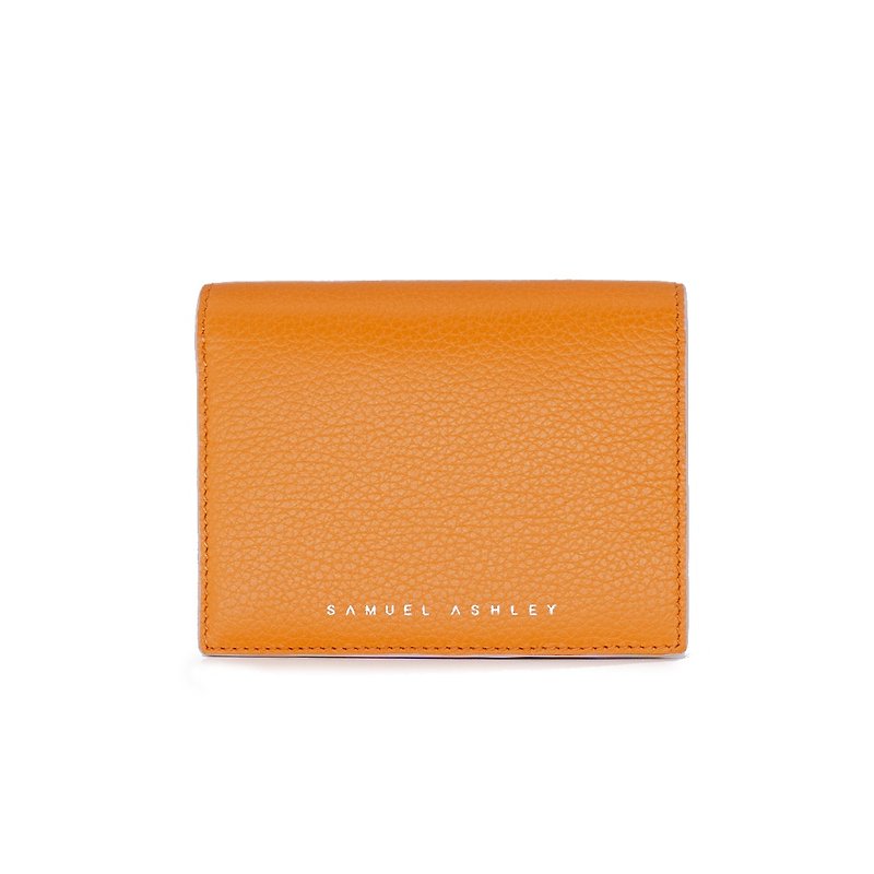 【意大利皮革】Ellery摺疊式錢包 - 橙色 - 長短皮夾/錢包 - 真皮 橘色