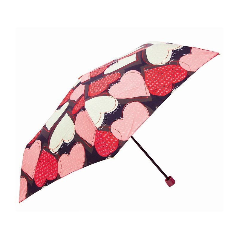 Japan Prailiedog Rain and Rain Dual-use Anti-UV Folding Storage Umbrella + Storage Umbrella Bag - Heart Shape (Black) - ร่ม - เส้นใยสังเคราะห์ สีดำ