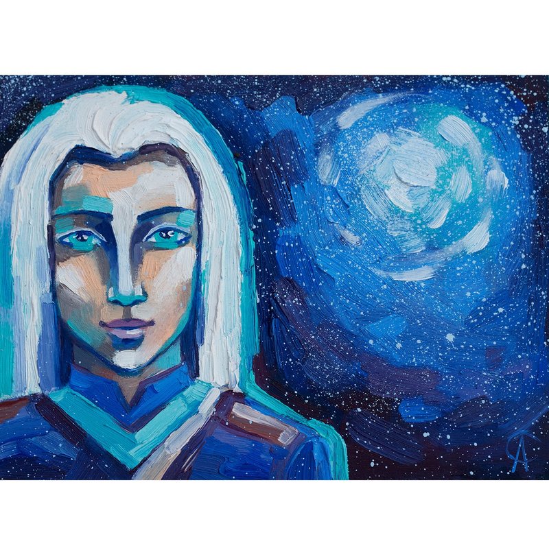 Pleiadians 绘画 外星人艺术品 Ashtar Sheran 壁画 空间装饰品 - 海報/掛畫/掛布 - 其他材質 藍色