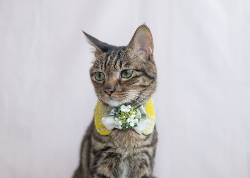 【Hydrangea・Ajisei Series】Pet Scarf Cat/Dog Flower Floral Cloth Flower-Green - ปลอกคอ - ผ้าฝ้าย/ผ้าลินิน สีเขียว