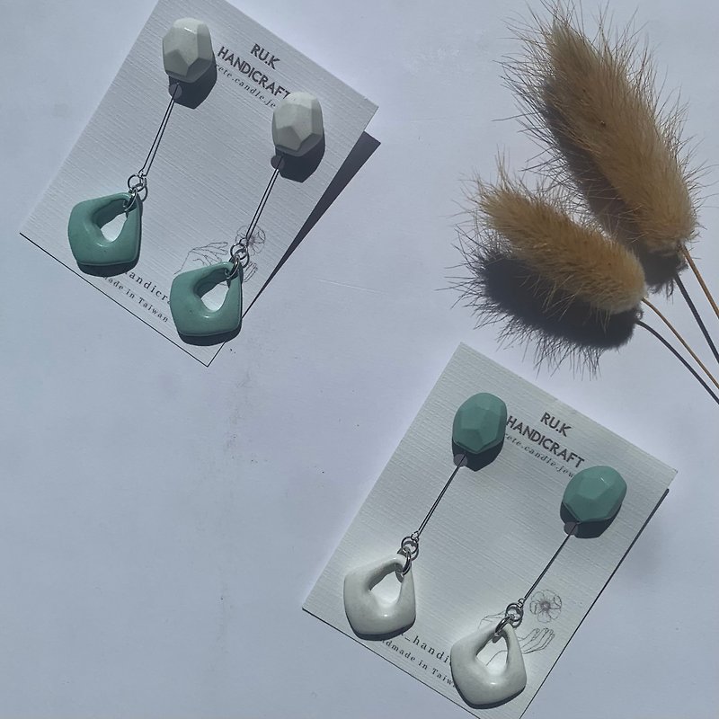 Retro pendant series - two-way Cement earrings earrings can be worn alone - Earrings & Clip-ons - Cement 