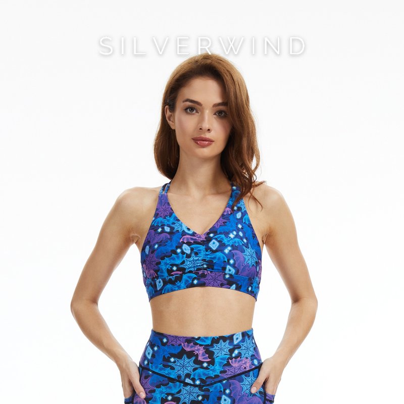 Batwing Dreams Strappy Sports Bra - Women's Athletic Underwear - Eco-Friendly Materials Multicolor