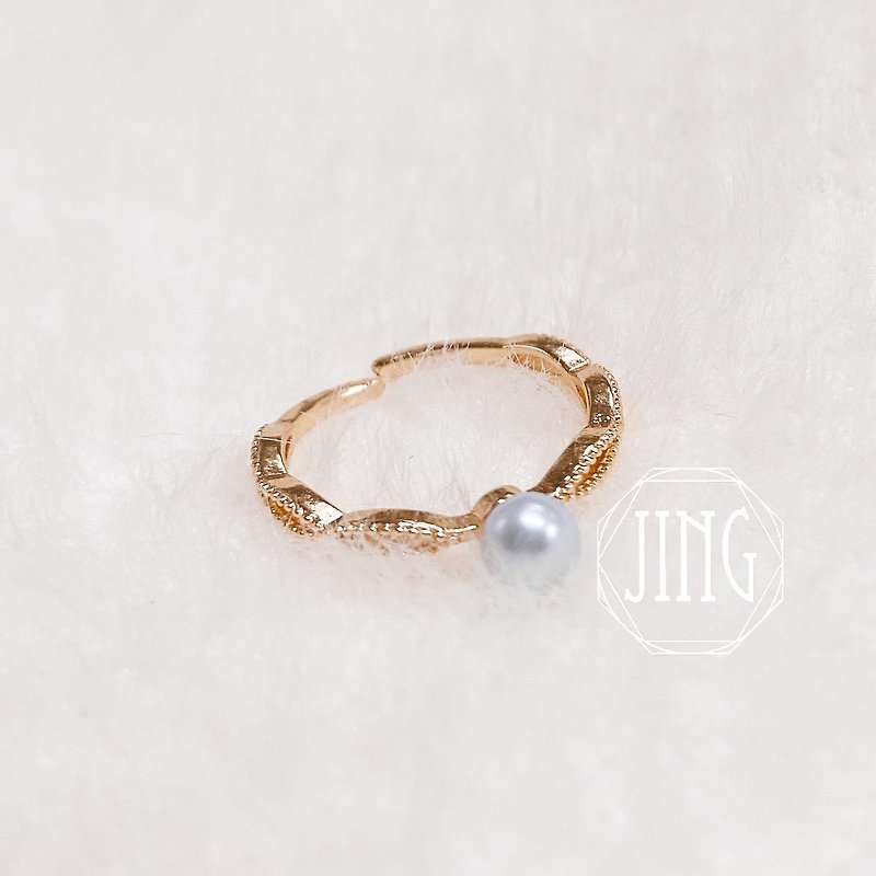 Natural freshwater Akoya pearl design | Classic hollow design thin ring - General Rings - Pearl 