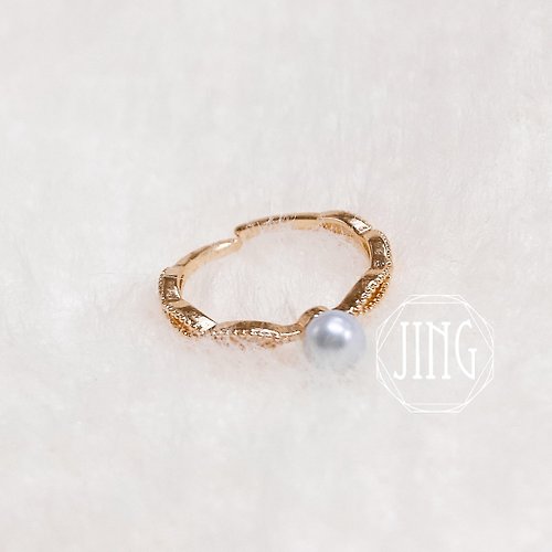 JING-Jewelry 天然淡水Akoya珍珠設計款|古典簍空設計細戒