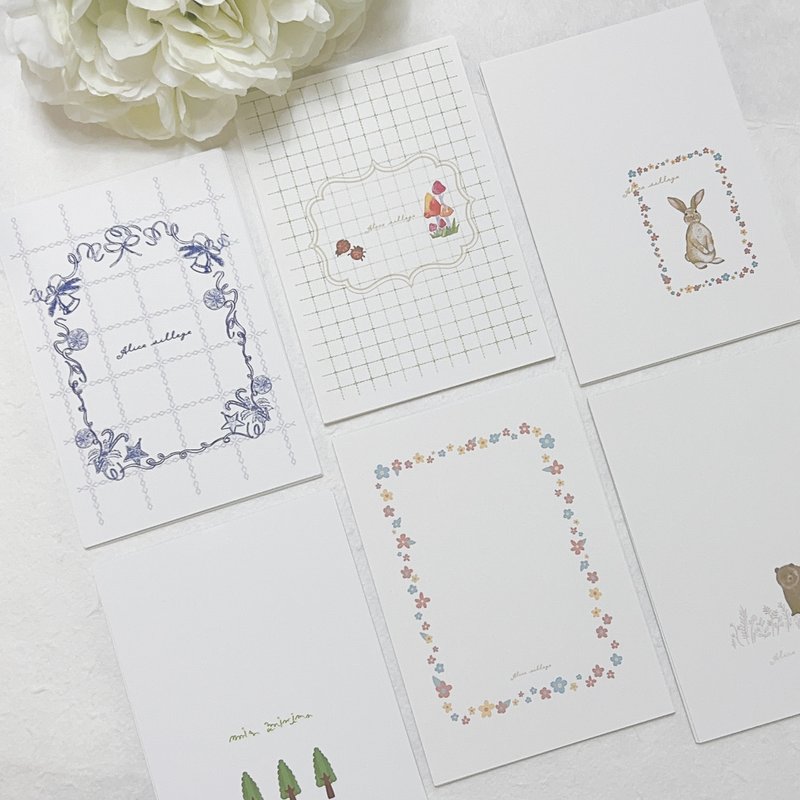 Soft Paper Illustration Paper 9x13cm, 6 Designs, 15 Sheets - 便條紙/便利貼 - 紙 白色