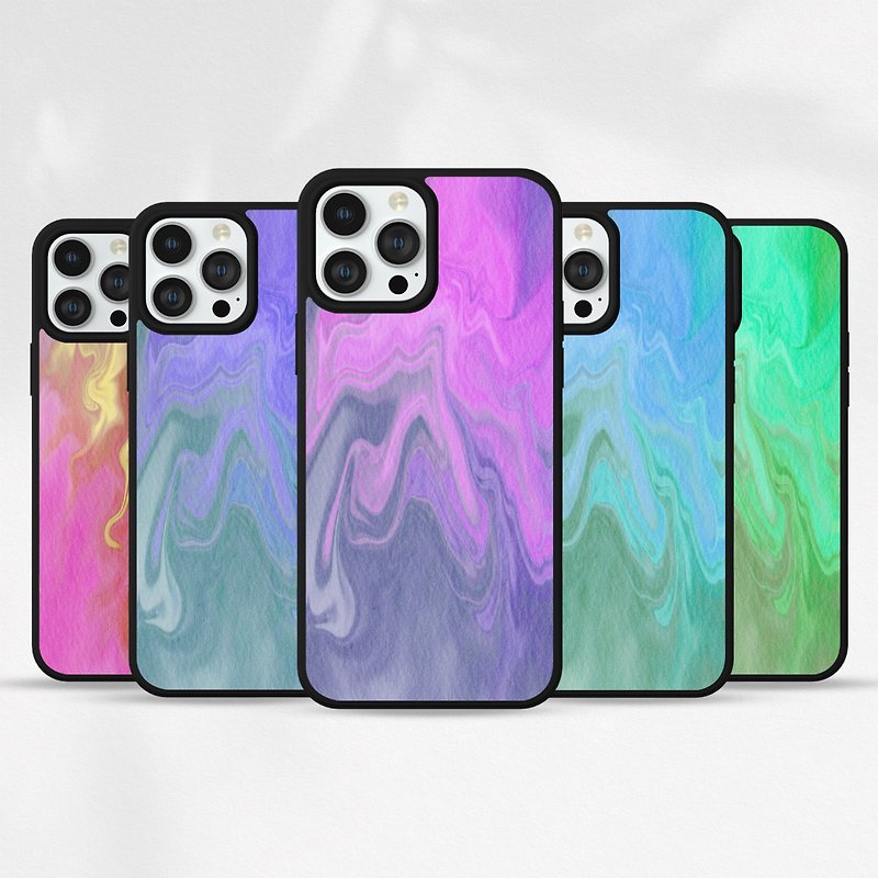 Customized iPhone 14 13 12 11 Pro Case Samsung P907 Watercolor Marble Liquid Set - Phone Cases - Plastic Multicolor