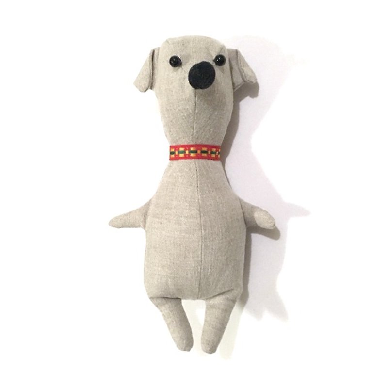 animal doll   Puppy of a red collar - Bibs - Cotton & Hemp Khaki