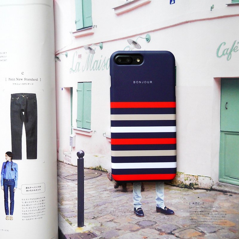 Dark blue navy striped phone case - Phone Cases - Other Materials Blue