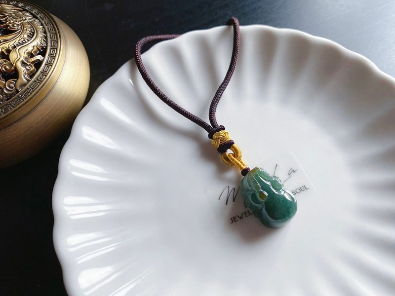 【售出】天然緬甸玉 翡翠 招財 貔貅 護主 玉墜 項鍊 禮物 長輩禮 - 項鍊 - 玉石 綠色