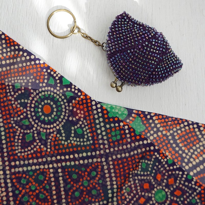 Ba-ba (m) Seedbeads crochet coincase No.2087 - 零錢包/小錢包 - 其他材質 紫色