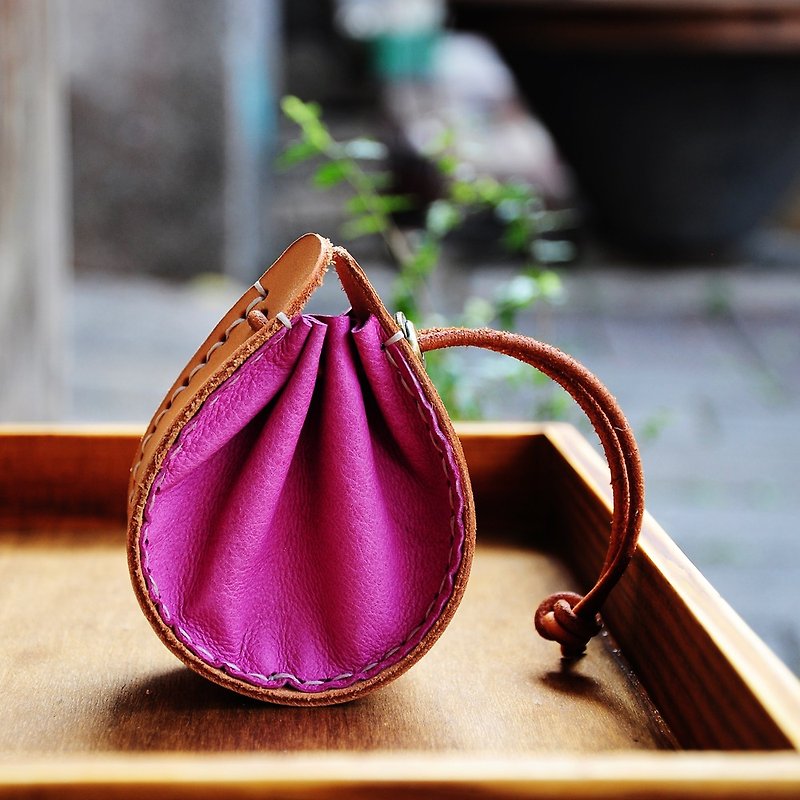 Real leather pocket purse / interchangeable hanging neck - กระเป๋าใส่เหรียญ - หนังแท้ 