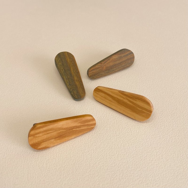 【Arborea】 Wood Hair Clip Pin Handmade Birthday Gift Accessories Free Shipping - Hair Accessories - Wood Brown
