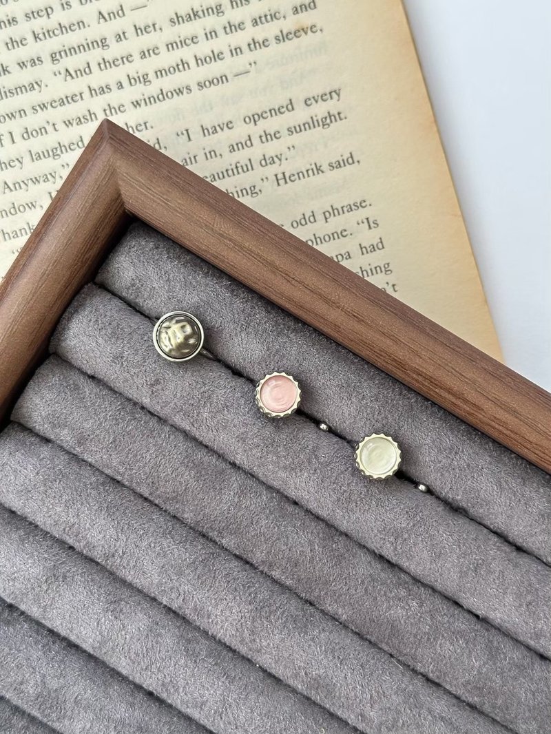 不鏽鋼 光澤鈕扣戒指 - 戒指 - 不鏽鋼 