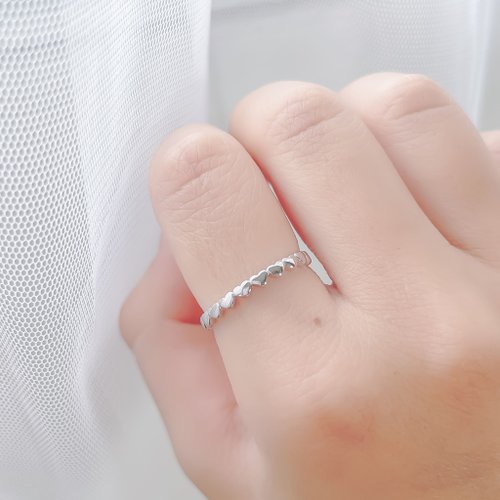 喜羊羊happy sheep jewelry 純銀愛心排列戒指 可調式戒指