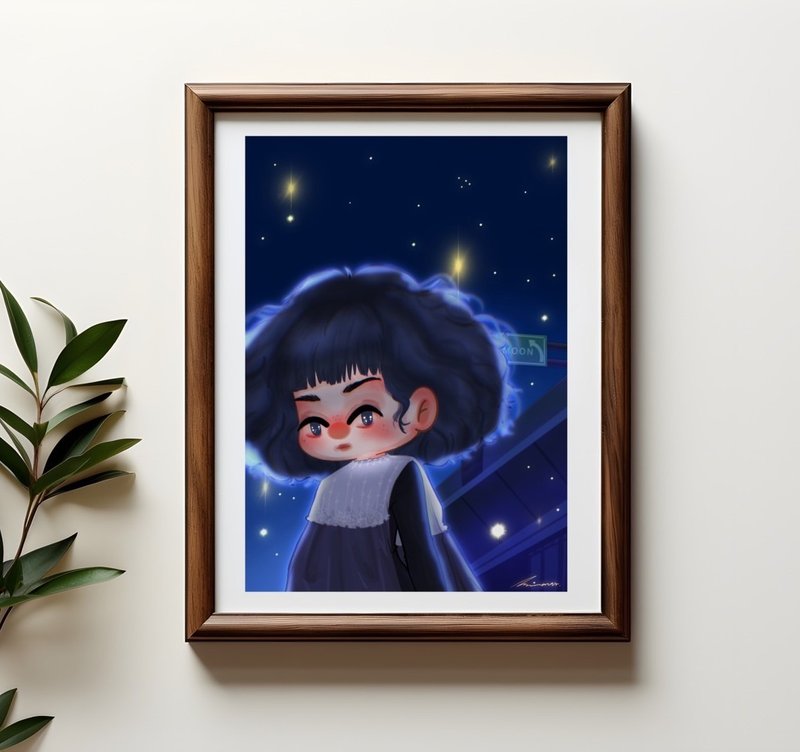 Dark Girl Painting Art Print/Limited Edition Art Print. - โปสเตอร์ - กระดาษ 