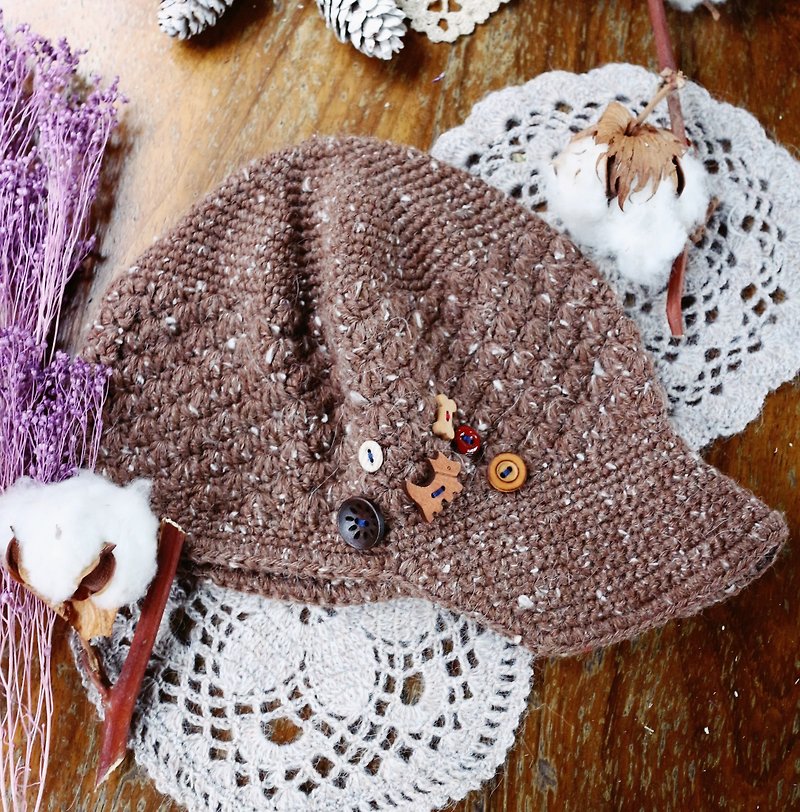 Hand-made - a small hat naughty baseball cap - wool cap - Hats & Caps - Wool Brown