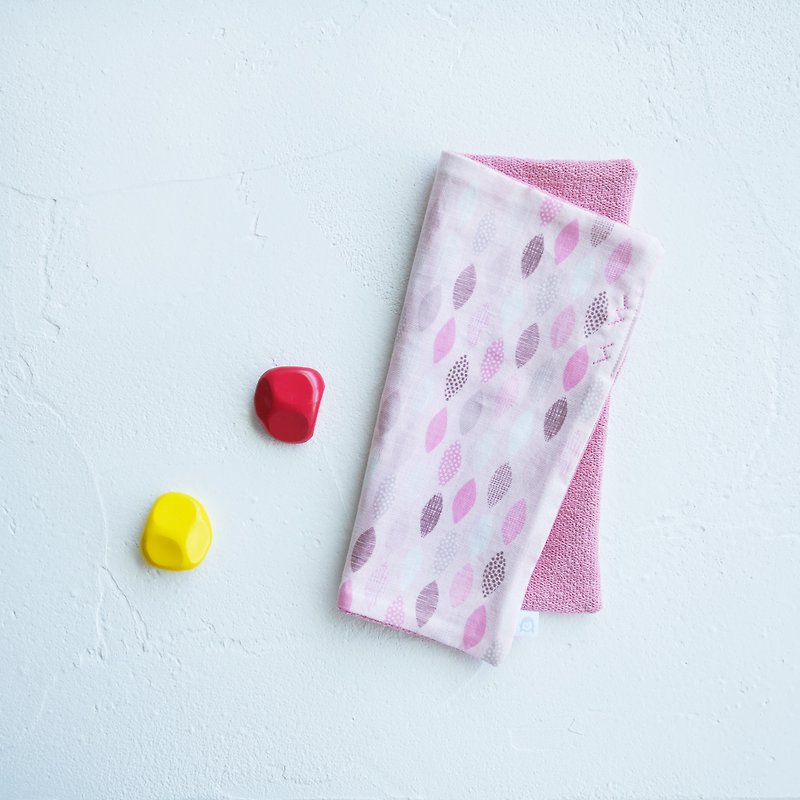 Organic Cotton Embroidered Handkerchief Handkerchief ハンカチ-Pink Geometry - ผ้ากันเปื้อน - ผ้าฝ้าย/ผ้าลินิน สึชมพู
