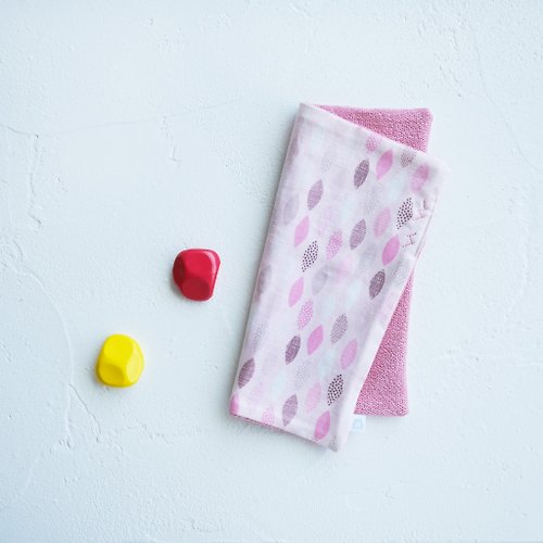 Mouton blanC 有機棉刺繡手帕巾 ハンカチ - 粉紅幾何