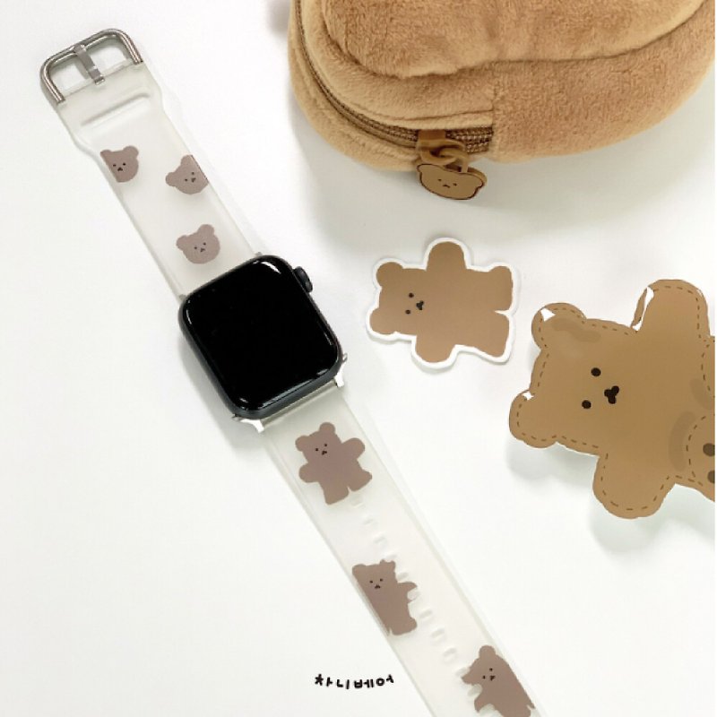 韓國文創 Chanibear Apple Watch ストラップ 手表束带 - 腕時計ベルト - シリコン カーキ