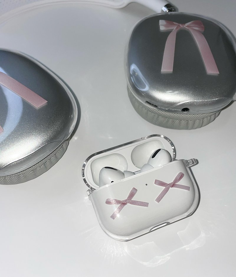蝴蝶結無線藍牙耳機盒 - 耳機保護套/殼 - 塑膠 粉紅色