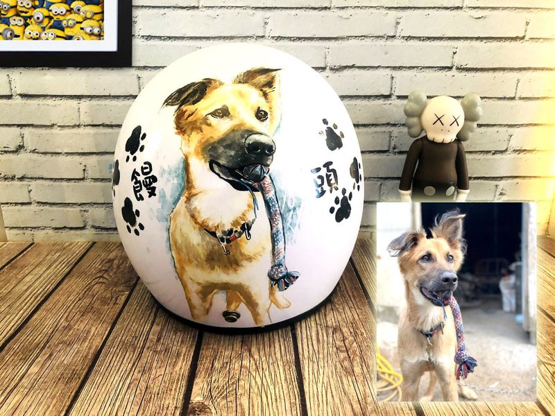 手繪瘋 客製化 狗狗 貓貓 安全帽 彩繪 紀念 禮物 生日 情人節 - 似顏繪/客製畫 - 其他材質 多色