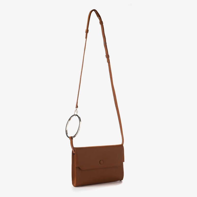 Bag-Genuine leather shoulder bag, mini size, model O - 側背包/斜孭袋 - 真皮 咖啡色