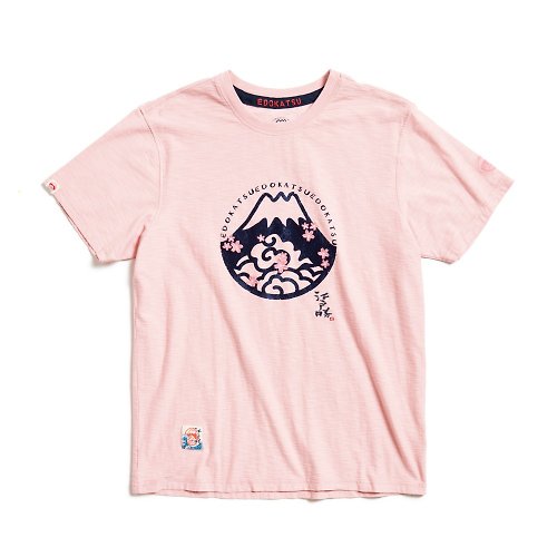 江戶勝 EDOKATSU 江戶勝 日系 富士山櫻花LOGO短袖T恤-男裝 (粉紅色) #上衣