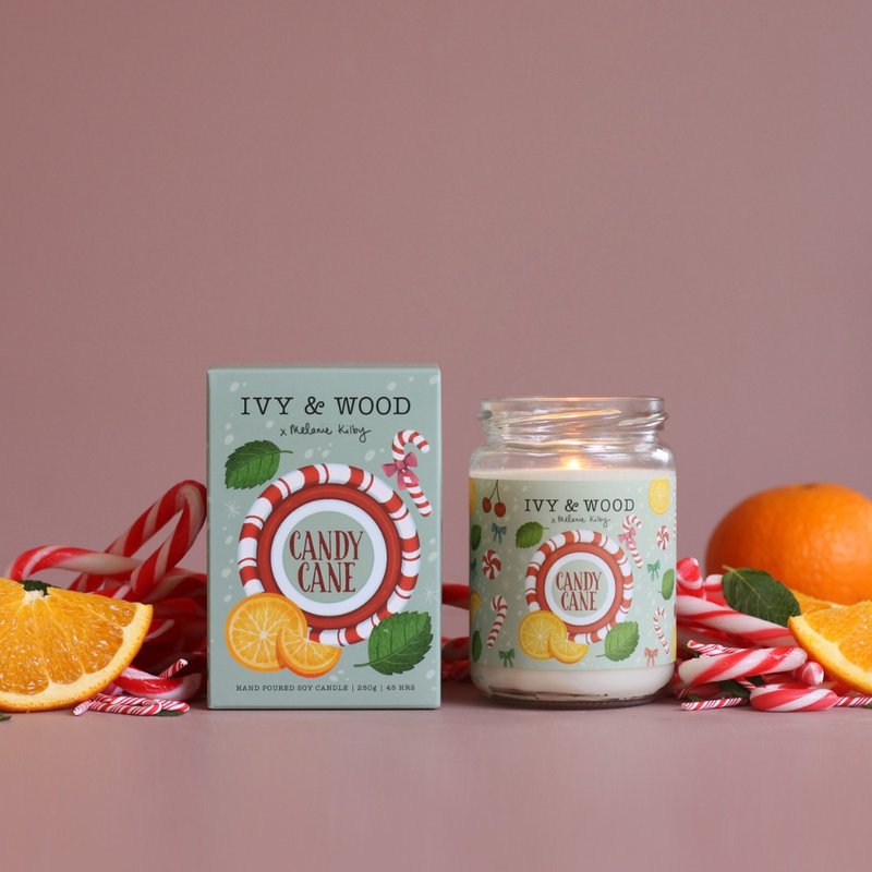 [Christmas Limited] Candy Cane Scented Candle-[IVY&WOOD] Natural Handmade Fragrance - เทียน/เชิงเทียน - วัสดุอื่นๆ 