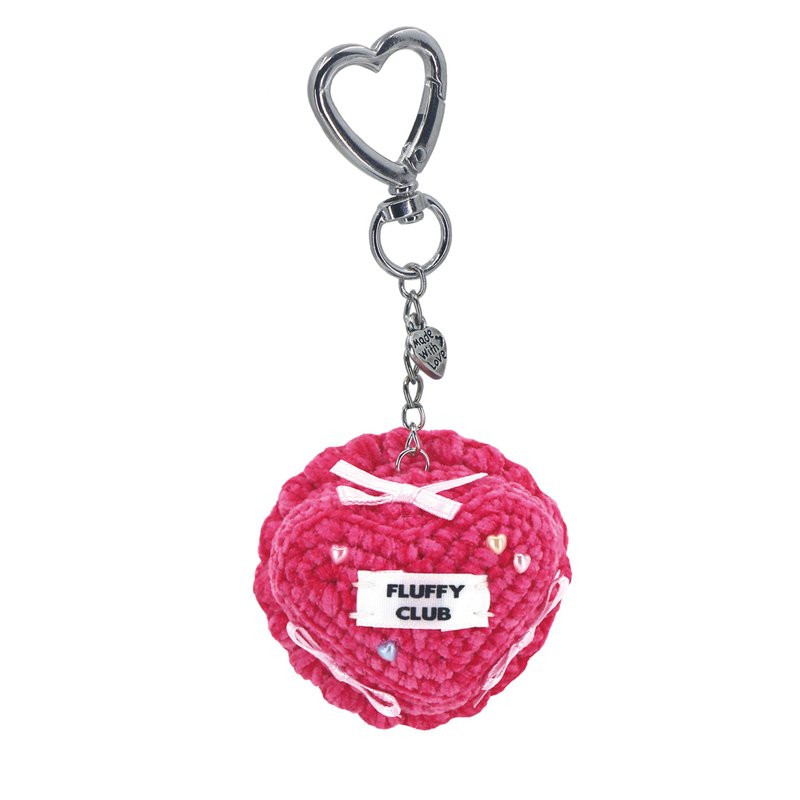 HEART LOVE  MINI CAKE  KEYCHAIN (RASPBERRY PINK CREAM) - 鑰匙圈/鑰匙包 - 繡線 粉紅色