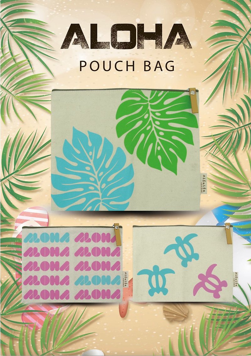 Aloha Travel 3 Pouches Set - Toiletry Bags & Pouches - Cotton & Hemp White