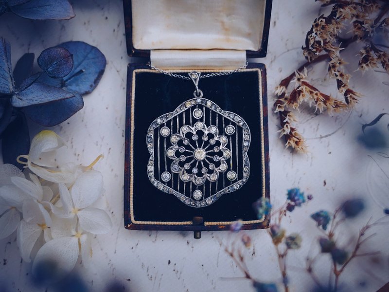 美好年代 八角花窗古董墜飾—英國歐洲古董首飾 Vintage Jewelry - 項鍊 - 純銀 